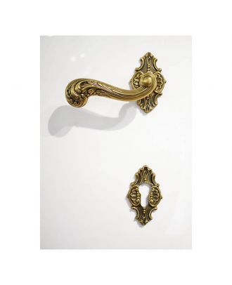 Door Handle With Round Rosette 13Cm Bronze