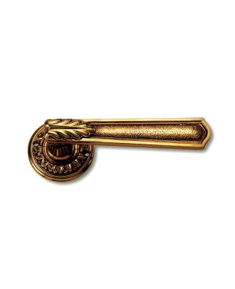 Decorative Door Handle With Round Rosette 13Cm Bronze