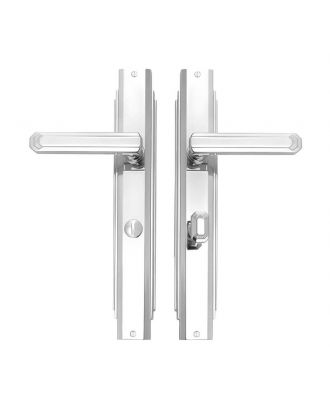 Bathroom Door Handle With Plate - Chrome Plated
