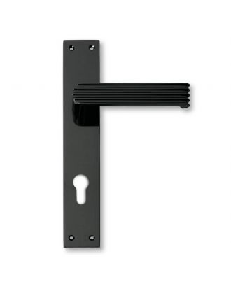 Door Handle With Plate - Mat Black