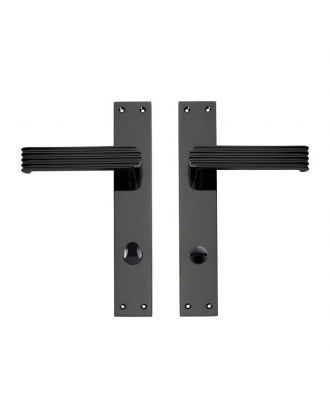 Bathroom Door Handle With Plate - Mat Black