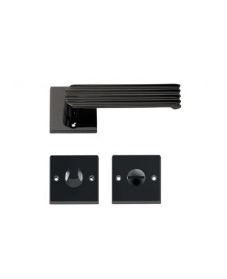 Bathroom Door Handle With Square Rosette - Mat Black