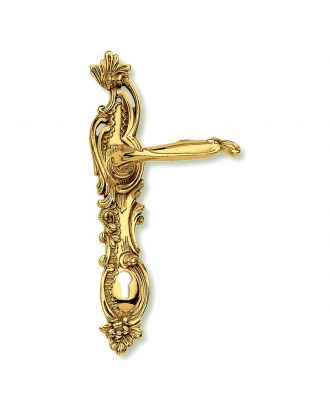 Decorative Door Handle With Plate -Polished Brass