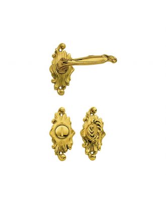 Bathroom Door Handle With Decorative Rosette - Polished Brass