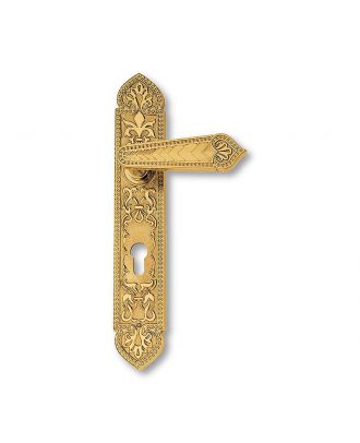 Decorative Door Handle With Plate -Polished Brass