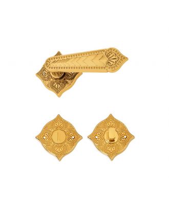 Bathroom Door Handle With Decorative Rosette - Polished Brass
