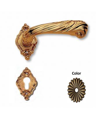 Door Handle With Decorative Rosette - Bronze