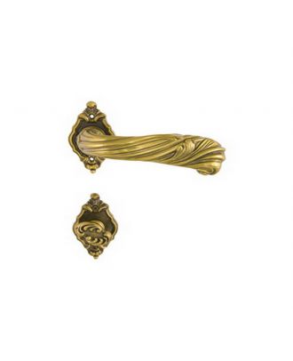 Bathroom Door Handle With Decorative Rosette - Bronze