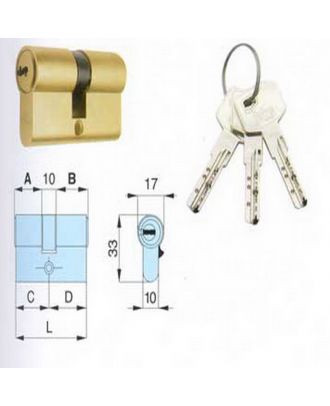 Double Cylinder 7 Cm Gold - With 5 Computer Keys