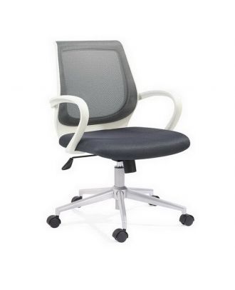 White Back Frame And Armrest, Black Mesh And Black