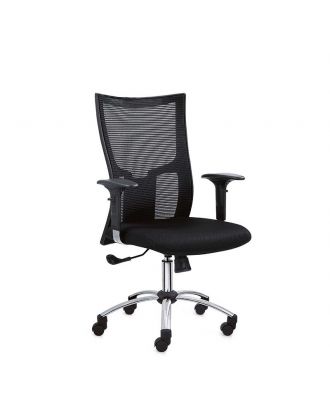 Fabric Chair With Chrome Metal Armrest In Pu Arm Pad