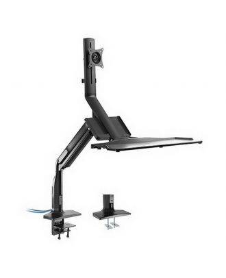 Premium Single Monitor Gas Spring Desk-Mounted Sit-Stand Workstationfor 17"~32" Monitor