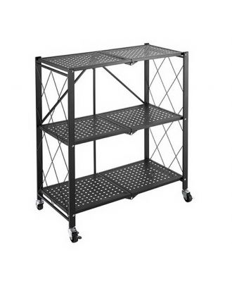 3-Layer Folding Mobile Steel Shelving Unitportable And Space-Saving