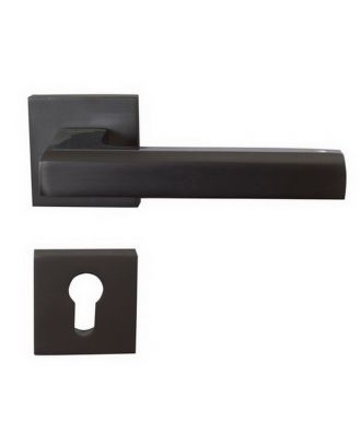 Wooden door handle with square escutcheon, Graphite & chrome Finish