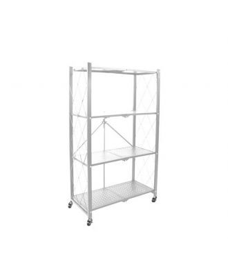 Folding Rack With Wheels ( 4 Shelves )-White