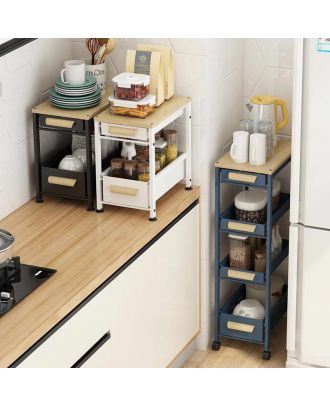 Basket Pull-Out Organizer Storage Trolley-Blue