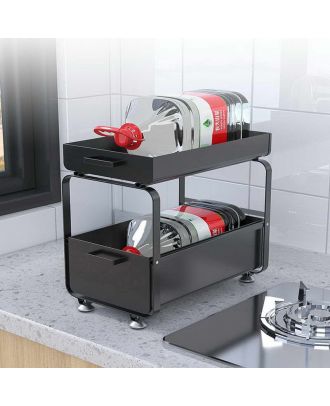 2 Tier Sliding Cabinet Basket Organizer Sliding Drawer For Kitchen
