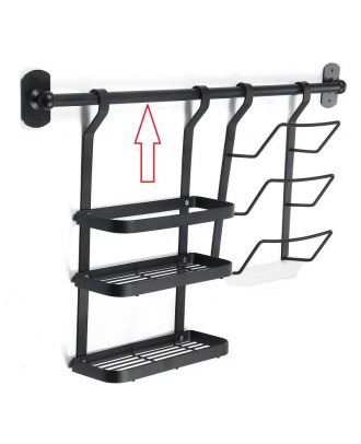 Kitchen Wall Mounted Utensil Holder Accessories, Tube 60Cm Black