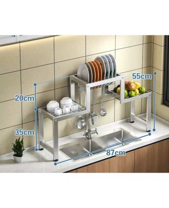 Stainless Steel Dish Drainer Rack Over Sink, Full Set