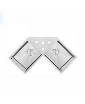 Butterfly Corner Stainless Steel Kitchen Sink Double Bowl