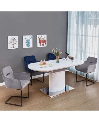 Extendable Dining Table ( 200 / 160 ) X 90 Cm-White X Silver
