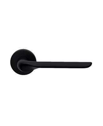 Chop Door Handle On Round Rose-Black