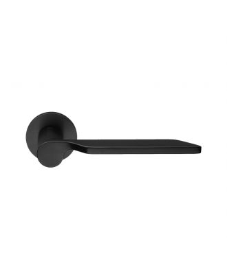Levante Door Handle On Round Rose-Black