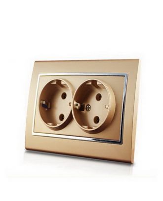 2 Gang Childproof Earthed Schuko Socket Outlet