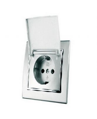 1 Gang Earthed Schuko Socket Outlet With Protection Cover