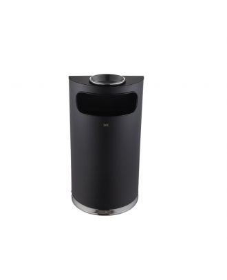 Metal Trash Bin half-round 34L, Black