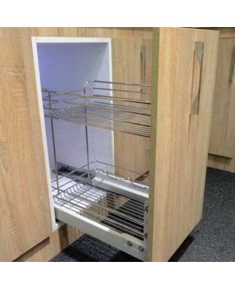 Extractable basket with two shelves and bottle rack 400 mm