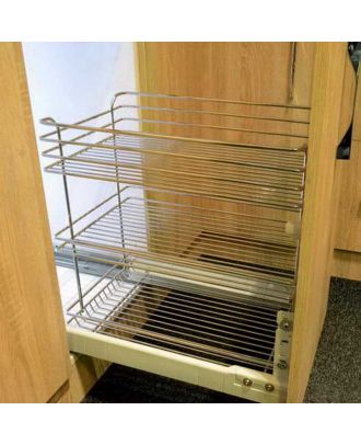 Extractable basket with tree shelves 300 mm