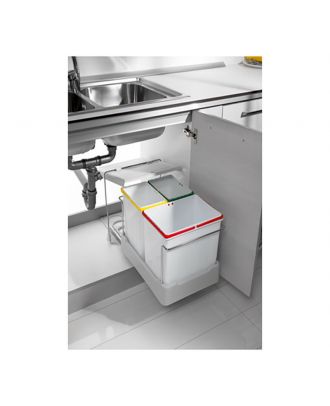 Pull-Out 3 Bins Dustbins Flip Top Lid