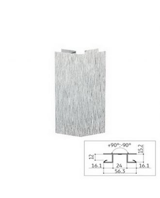 Pvc Multiangle Fitting With Brushed Aluminium Foil 502 H. 15 Cm