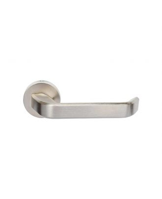 Bathroom Door Handle With Round Thumbturn - Nickel Matt