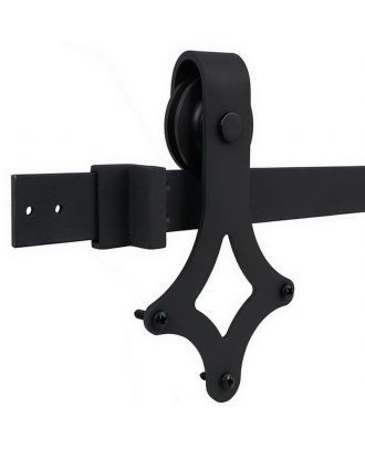 Black sliding door system carbon steel with black powder coating finish 2m rail