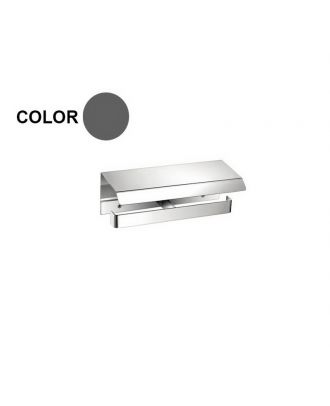 Double Toilet Roll Holder With Cover-Black