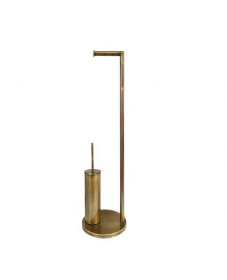 Stand With Toilet Brush Holder & Toilet Roll Holder-Bronze
