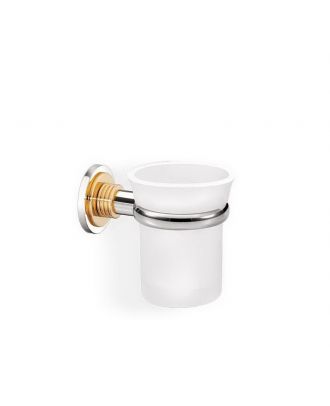 Toothbrush Glass Holder Wall Mounted-Chrome X Gold