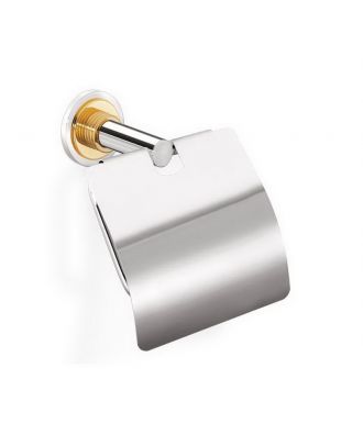 Toilet Roll Holder With Cover-Chrome X Gold