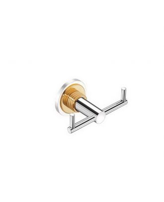 Double Bath Robe Hooks-Chrome X Gold
