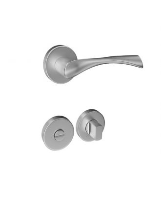 Wave - Bathroom Door Handle With Round Rosette Stainless Steel