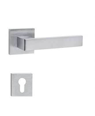 Pair Door Handle With Square Rosette, Stainless Steel