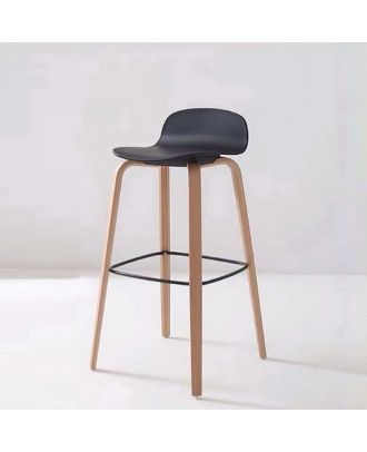 Plastic Bar Stool With Wooden Leg 70 Cm Black