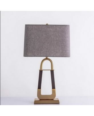 Bronze Table Lamp With Brown Shade