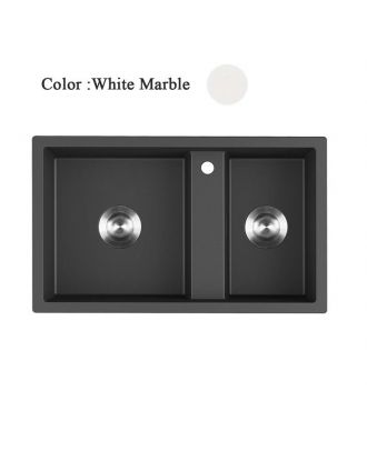 Granite White Marble E Basin 2 Eyes Rectangle
