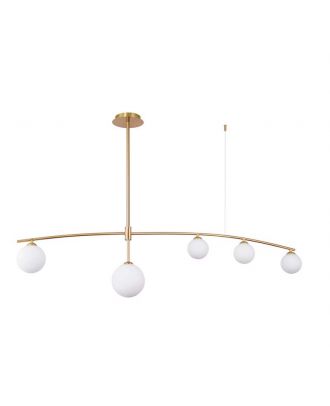 Modern Pendant 5 Lamps, Brass