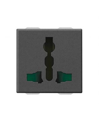 Neve Up 2P+E 13A Sicury Multistandard Socket Outlet Carbon Matt