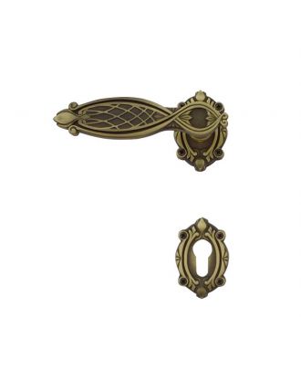 Door Handle Ramses Classic With Rosette + Yale Escucheon, Antique Oxied