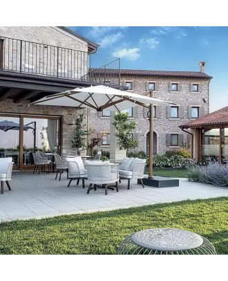 Astro Timber Gas-spring retractable parasol 3M with light LED kit, Aluminium frame with wooden effect, Cloth Color Beige